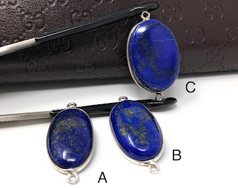 3 connecteurs de pierres précieuses en lapis lazuli, connecteur en argent lapis lazuli, accessoires de bijoux pour la fabrication de bijoux, bijoux en gros,