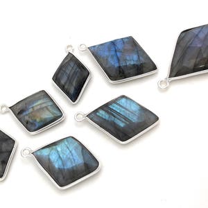 Labradorite Charms, Gemstone Charms, Sterling Silver Charms, Bezel Charms, Jewelry Supplies, Jewelry Making, Wholesale Charms, Bulk Charms