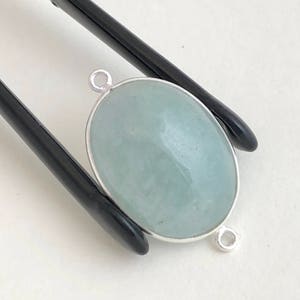 Aquamarine Connectors, Gemstone Connectors, Aquamarine, Silver Connectors, Bezel Connector, Jewelry Supplies, Jewelry Making, DIY, 30x17x7mm