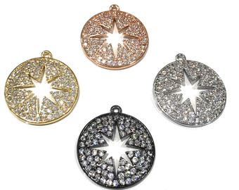 Ciondoli a stella, ciondolo a stella pavé, ciondolo pavé, ciondolo a stella, ciondolo pavé, forniture per gioielli, creazione di gioielli, gioielli fai da te, ciondoli micro pavé, 1 pezzo