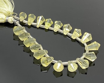 18 Pcs Natural Lemon Quartz Gemstone Beads, Lemon Quartz Faceted Drop Beads, Jewelry Supplies, 10x7.5mm - 13x8.5mm