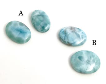 2 Pcs Larimar Cabochon, Loose Gemstone, Blue Larimar, Wire Wrapping Supplies, Gemstone Cabochons, Jewelry Supplies, DIY Jewelry