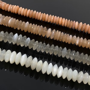 Natural Moonstone Gemstone Beads - German Cut Saucer Beads, Bulk Wholesale Beads, 8- 13mm, 8&quot; Strand