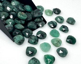 10Pcs/12Pcs Emerald Rosecut Loose Gemstone Cabochons , Natural Emerald Ring Stones Bulk Wholesale  DIY Jewelry Making Supplies, 10mm