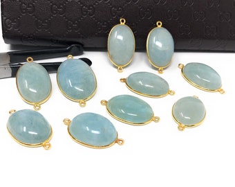 Natural Aquamarine Connectors, Gold Plated Sterling Silver Gemstone Connectors, Jewelry Findings, Jewelry Supplies for Jewelry Making, 1 pc