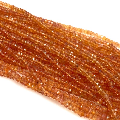 16.5” Natural Orange Red shops Songea Sapphire Gemstone Beads - Micro Faceted AAA+ Quality, Gemstone Beads, 2.5mm - 3.5mm
