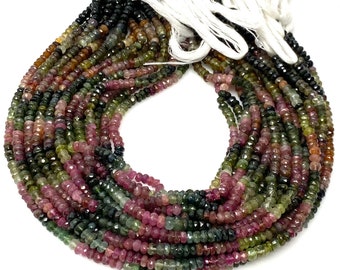 Natural Watermelon Multi Tourmaline Beads, Bulk Wholesale Gemstone Beads, Faceted Tourmaline Beads,AA+ Quality,  13.5&quot; Strand