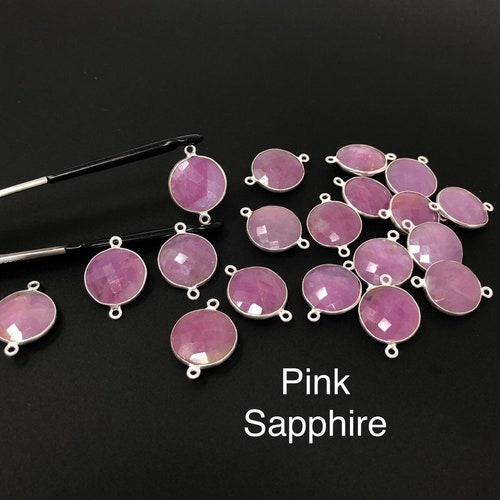 10 Pcs shops Natural Sapphire Gemstone Connectors, Bulk Wholesale Jewelry Supplies , Sterling Silver Jewelry Findings, 22x16.5mm