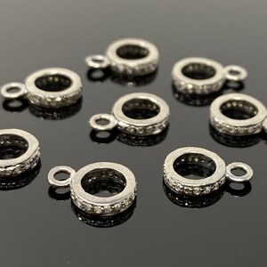 7 Pcs Pave Diamond Bail, Pave Diamond Closed Pendant Bail Clasp, Jewelry Findings, Black Rhodium over Sterling Silver Bail, 12.5mm x 9mm