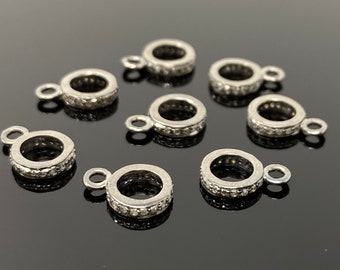7 Pcs Pave Diamond Bail, Pave Diamond Closed Pendant Bail Clasp, Jewelry Findings, Black Rhodium over Sterling Silver Bail, 12.5mm x 9mm