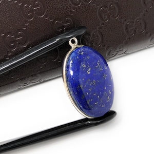 Lapis Lazuli Edelstein Charm, Lapis Lazuli Silber Charm, Schmuck Zubehör für die Schmuckherstellung, Schmuckzubehör, DIY Schmuck, 28 x 17 mm