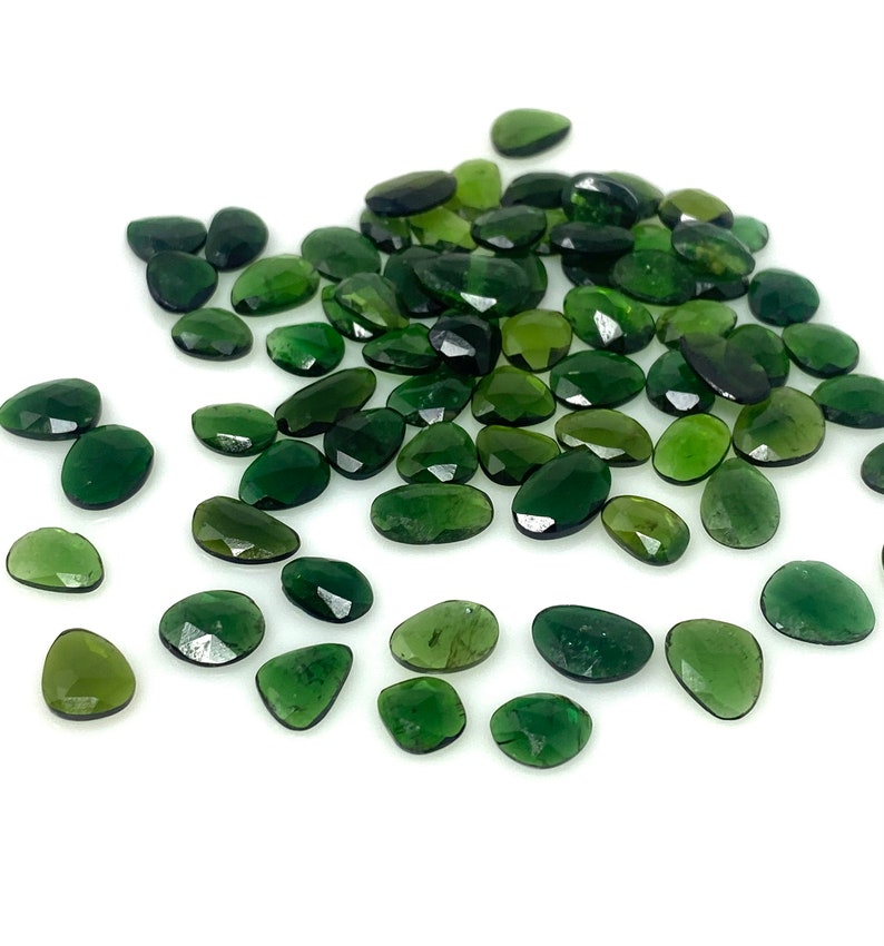 5 pezzi / 10 pezzi Cabochon taglio rosa di tormalina cromata naturale, pietre preziose sciolte, pietre per anelli, 7 x 5 mm - 11 x 7 mm immagine 2