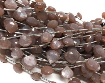 Natural Chocolate Moonstone Beads - Side Drilled, Gemstone Beads, Jewelry Supplies for Jewelry Making, Wholesale Beads, 8"Strand