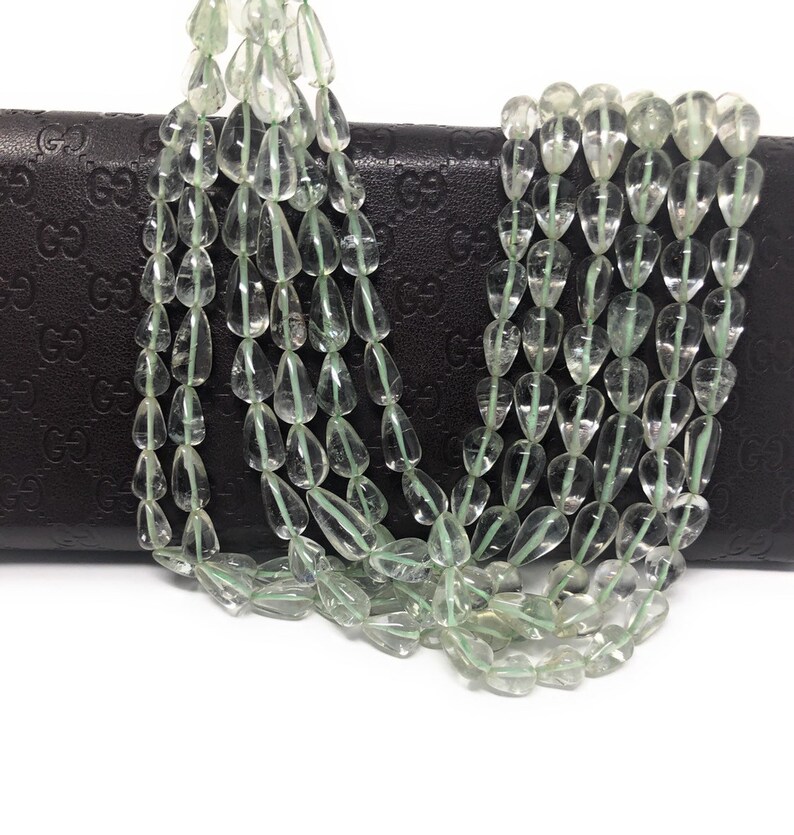 Natural Green Amethyst Pear Briolette Beads Green Amethyst Gemstone Beads Bulk Wholesale Gemstone Beads Prasiolite Beads 13 Strand