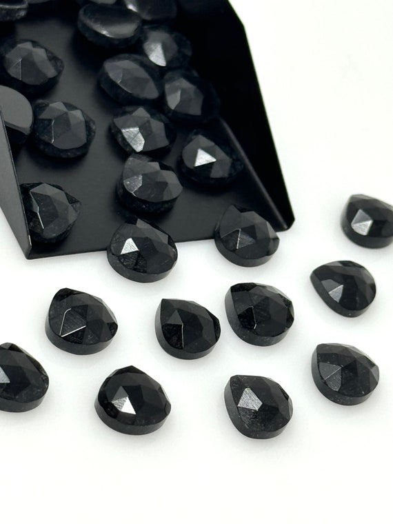 Black Onyx Rose Cut Loose Gemstone Cabochons, Black Onyx Ring