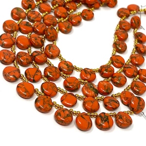 Mohave Orange Copper Turquoise Beads, Gemstone Beads, Wholesale Bulk Beads for DIY Jewelry Making, Jewelry Supplies, 8&quot; Strand