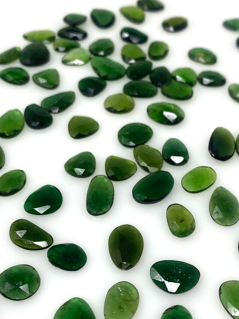 5 pezzi / 10 pezzi Cabochon taglio rosa di tormalina cromata naturale, pietre preziose sciolte, pietre per anelli, 7 x 5 mm - 11 x 7 mm immagine 4