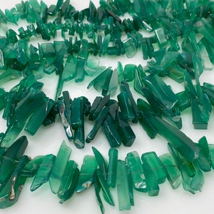 Natural Green Onyx Beads - Rough Polished , Gemstone Beads, Wholesale Beads, Bulk Beads, Jewelry Making for Jewelry Supplies, 8&quot; Strand
