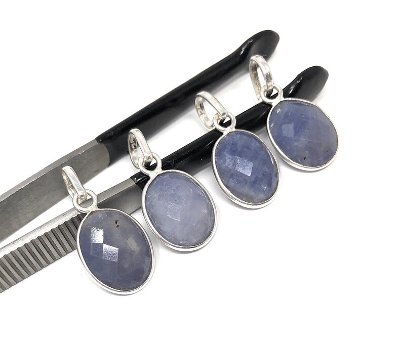 Gifts for Her Birthstone Pendant Sterling Silver Blue Sapphire Pendant DIY Jewelry Making Natural Gemstone Pendants