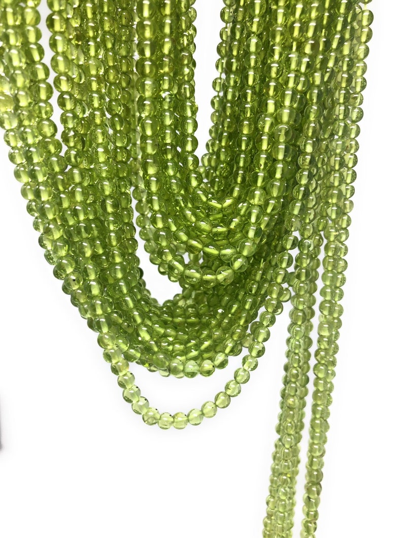 13.75 Strand Natural Peridot Smooth Gemstone Beads Bulk Beads for Jewelry Making Genuine Gemstone Wholesale Beads 4mm Beads