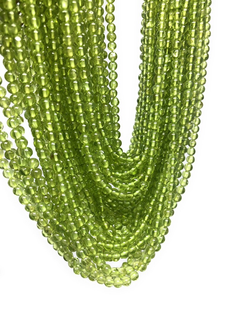 13.75 Strand Natural Peridot Smooth Gemstone Beads Bulk Beads for Jewelry Making Genuine Gemstone Wholesale Beads 4mm Beads