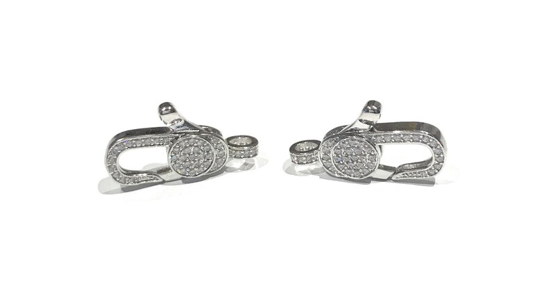Micro Pave Spangen, Pave Karabiner Spangen, CZ Pave Spangen, Pave Zubehör, Karabinerverschluss, Pave Karabinerverschluss, Schmuckzubehör, 24x9.5 x 5 mm Bild 4