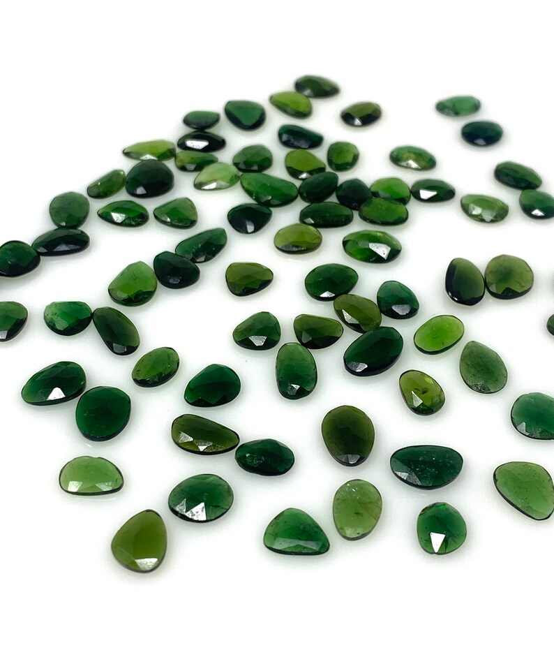 5 pezzi / 10 pezzi Cabochon taglio rosa di tormalina cromata naturale, pietre preziose sciolte, pietre per anelli, 7 x 5 mm - 11 x 7 mm immagine 5