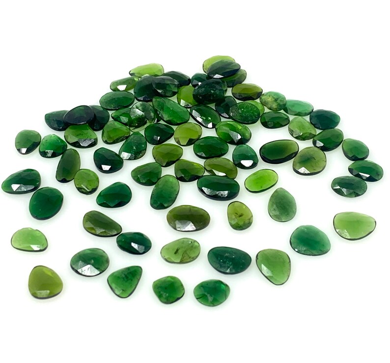 5 pezzi / 10 pezzi Cabochon taglio rosa di tormalina cromata naturale, pietre preziose sciolte, pietre per anelli, 7 x 5 mm - 11 x 7 mm immagine 3
