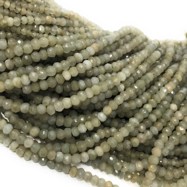 13" Cats Eye Gemstone Beads Natural Chrysoberyl Green Cats Eye Bulk Beads Wholesale Jewelry Supplies for DIY Jewelry Making, 3.5mm - 4mm