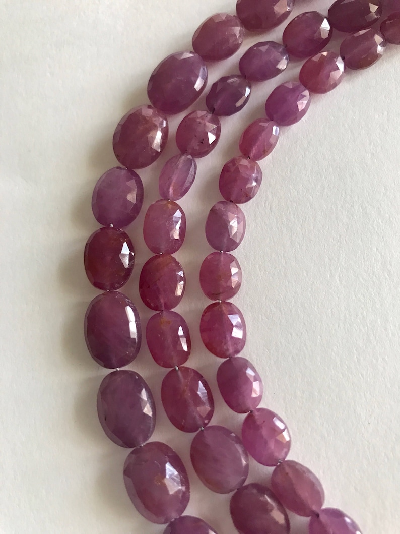 Pink Sapphire Beads, Gemstone Beads, Natural Sapphire Beads, September Birthstone, Wholesale Beads, Bulk Beads, Jewelry Supplies, 7 Strand image 1