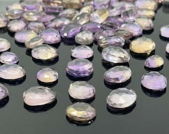 5 pezzi di cabochon di ametrina naturale a taglio rosa, pietre preziose sciolte, pietra per anello a taglio rosa, ametista e citrino a taglio rosa