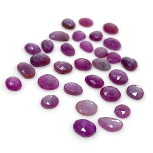 10Pcs / 17 Pcs Natural Sheen Ruby Rose Cut Cabochons, Loose Gemstones, Ruby Rosecuts for JewelryMaking, 8x6mm - 11x9mm
