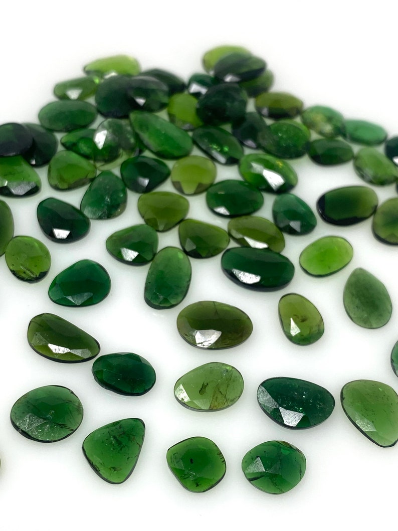 5 pezzi / 10 pezzi Cabochon taglio rosa di tormalina cromata naturale, pietre preziose sciolte, pietre per anelli, 7 x 5 mm - 11 x 7 mm immagine 1