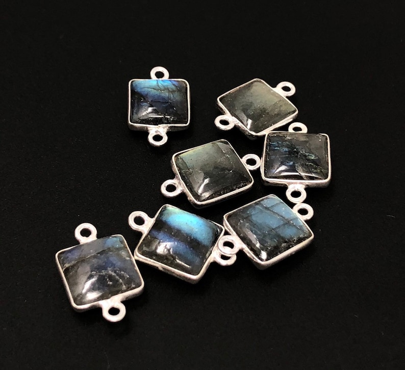17.5x11mm Briolette Connectors 7 Pcs Labradorite Gemstone Sterling Silver Connectors Wholesale Jewelry Findings for Jewelry Making