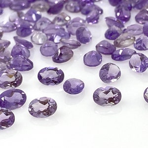 10 Pcs Natural Purple Amethyst Gemstone Cut Stone, Genuine African Amethyst AAA Grade Faceted Oval Loose Gemstones, 7mmx 5mm