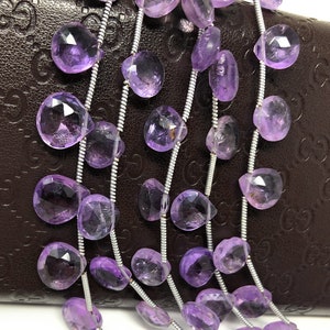 Natural Amethyst Gemstone Beads, Amethyst Briolette Beads, Jewelry Supplies for Jewelry Making, Bulk Wholesale Beads, 8&quot; Strand