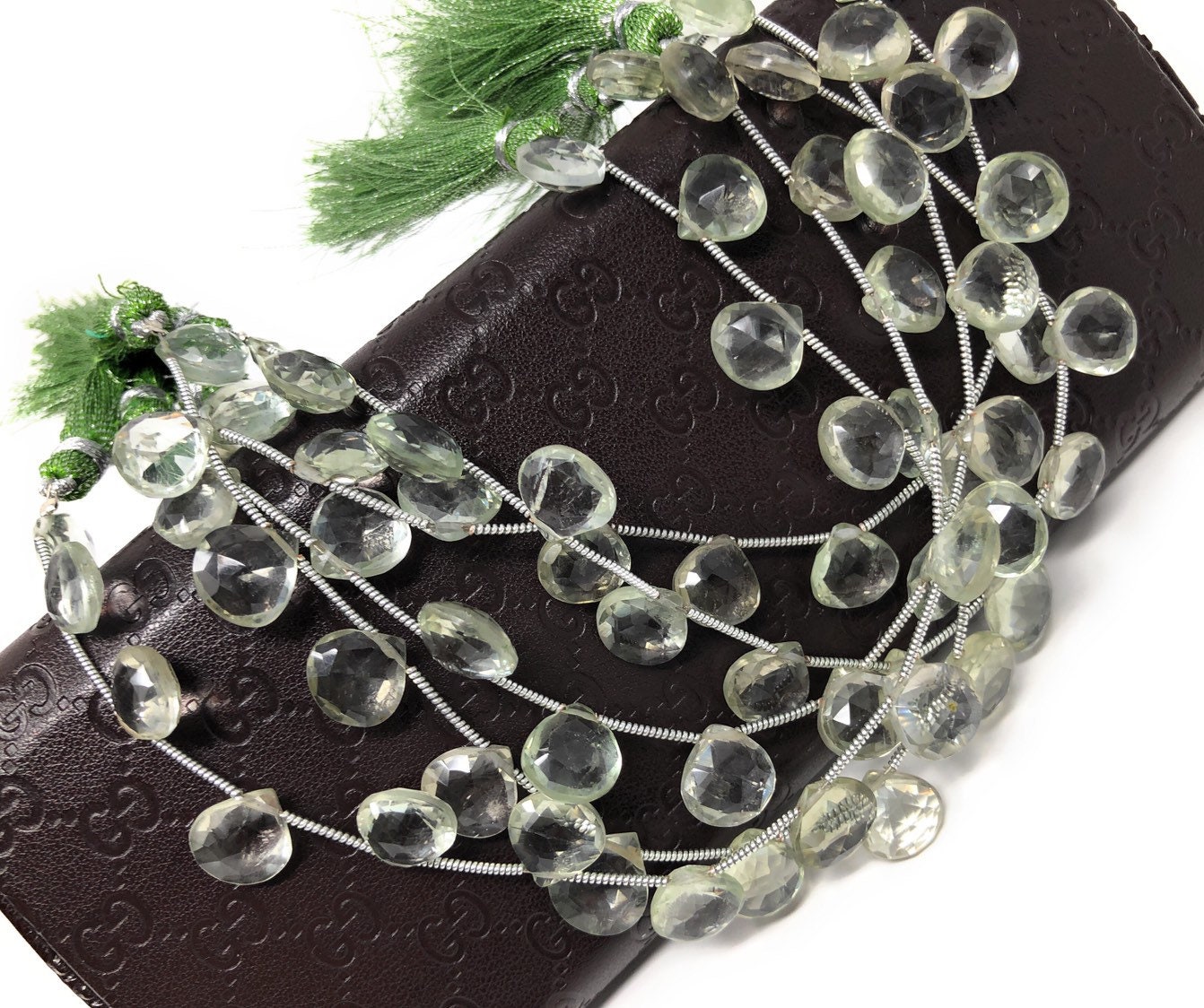 Natural Green Amethyst Pear Briolette Beads Green Amethyst Gemstone Beads Bulk Wholesale Gemstone Beads Prasiolite Beads 13 Strand