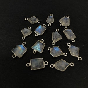 Moonstone Connector, Gemstone Connector, Silver Connector, Bezel Connector, Jewelry Supplies, Moonstone Charm, Jewelry Findings, DIY Jewelry