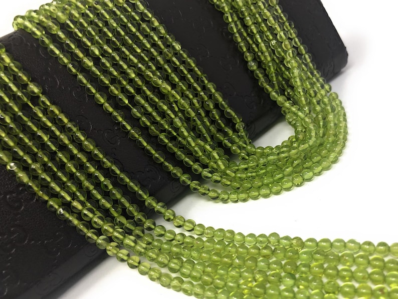 13.75 Strand Natural Peridot Smooth Gemstone Beads Bulk Beads for Jewelry Making Genuine Gemstone Wholesale Beads 4mm Beads