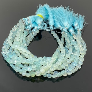 Aqua Chalcedony Faceted Coin Beads, Gemstone Beads, Jewelry Supplies Wholesale Bulk Beads, 6mm -6.5mm, 8&quot; Strand