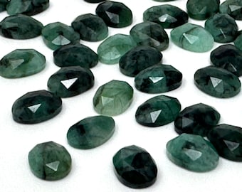 10 pezzi di cabochon taglio rosa di smeraldo naturale, pietre preziose sciolte, pietre per anelli, 9 x 7 mm - 10 x 7,5 mm
