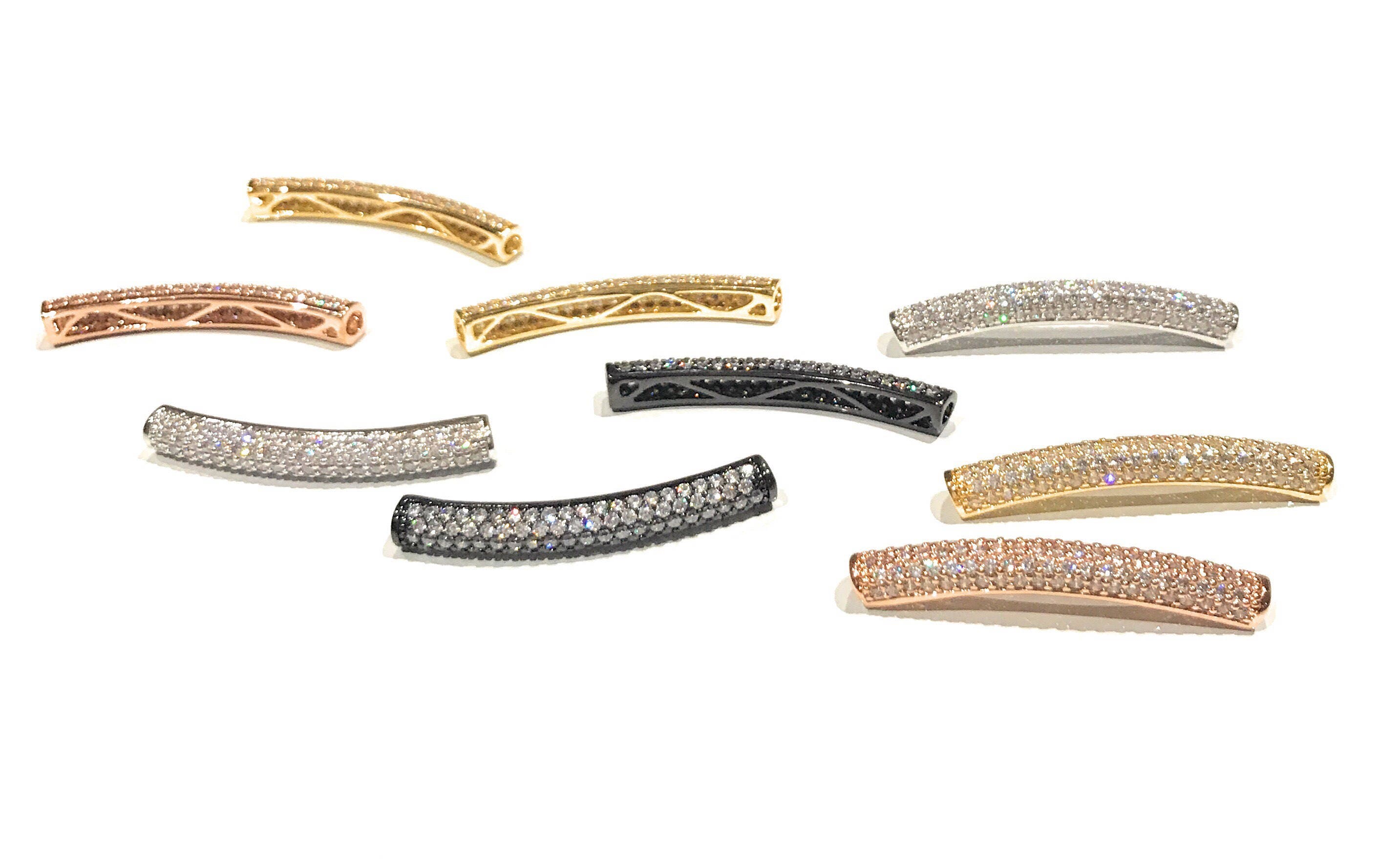 Pave Spacer Beads Micro Pave Tube CZ Curved Tubes Pave Tube - Etsy