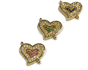 Herz Verbinder, Pave Verbinder, Armband Verbinder, Gold Verbinder, Schmuckzubehör, Pave Links, Schmuck Zubehör, Schmuckherstellung, CZ Link