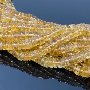 Natural Citrine Heishi Beads, Gemstone Wholesale Beads, Citrine Smooth Disc Beads, 5mm-6mm, 13&quot; Strand
