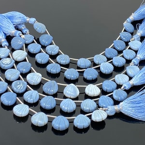 12 mm Blauer Opal geschnitzte Edelstein Perlen, Blaue Opal Muschel Form geschnitzte Briolett Perlen für die Schmuckherstellung, 10 Stück