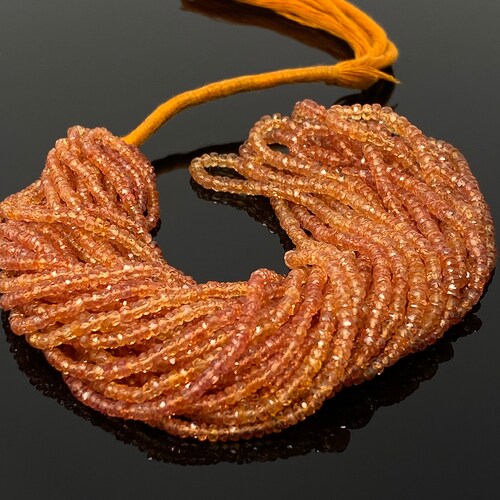 16.5” Natural Orange Red shops Songea Sapphire Gemstone Beads - Micro Faceted AAA+ Quality, Gemstone Beads, 2.5mm - 3.5mm