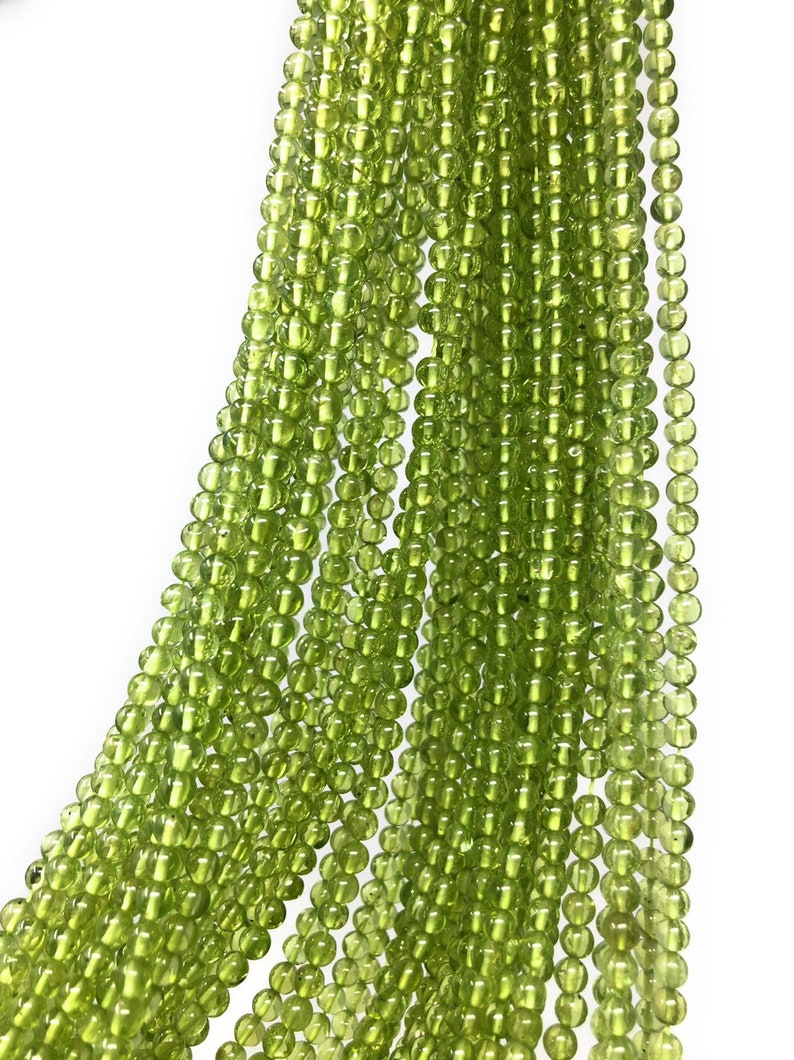 13.75 Strand Natural Peridot Smooth Gemstone Beads Bulk Beads for Jewelry Making Genuine Gemstone Wholesale Beads 4mm Beads