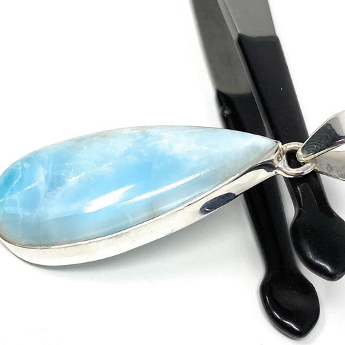 Larimar Pendant, Gemstone Pendant, Bohemian Jewelry, Sterling Silver Pendant, Natural Gemstone Pendant, 51.75 x 17.5mm shops