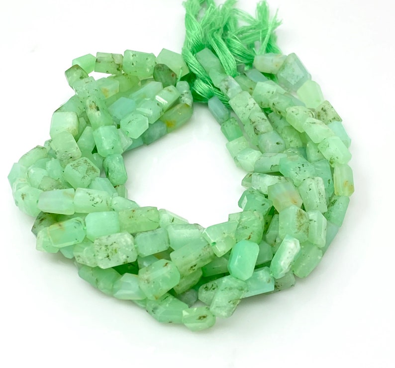 11mm 7mm Natural Chrysoprase Gemstone Beads Nugget Beads Bulk Wholesale Beads 10\u201d Strand
