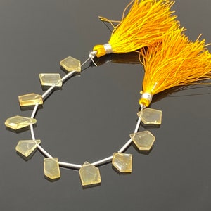 10 Pcs Natural Citrine Fancy Slice Beads, Citrine Gemstone Beads for Jewelry Making